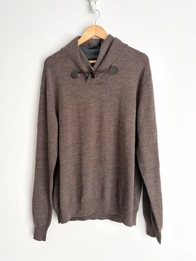 Harry Rosen Merino Wool Horn Toggle Shawl Collar Sweater Dark Academia XL